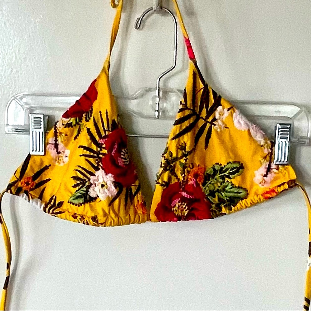 Agua Bendita Yellow Floral Bikini Top